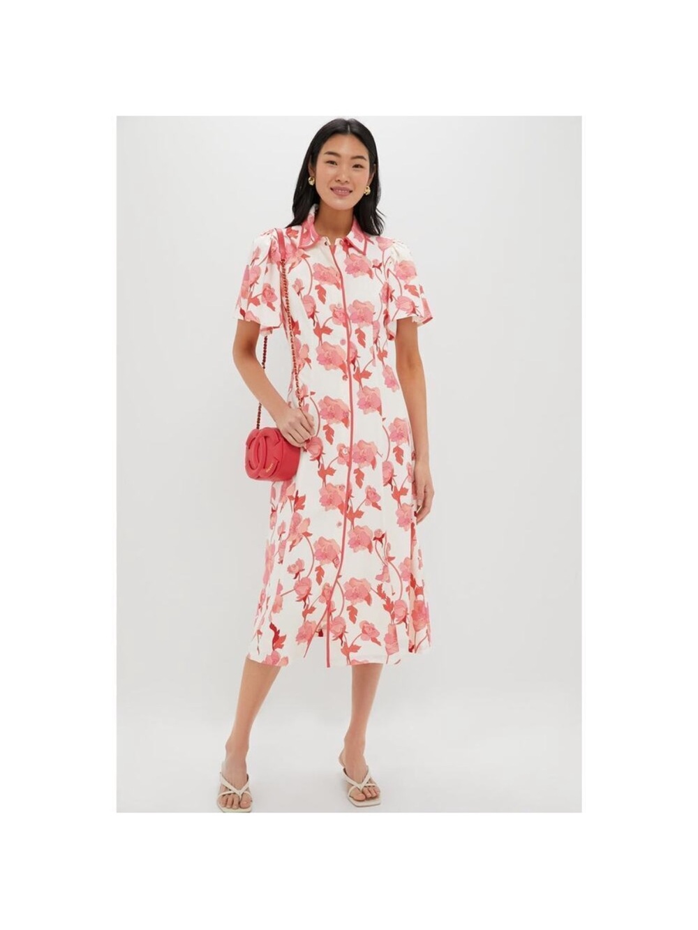 Tuckernuck Hyacinth House Peppa Midi Dress Coral Multi Floral Sz XL NEW - Picture 14 of 16